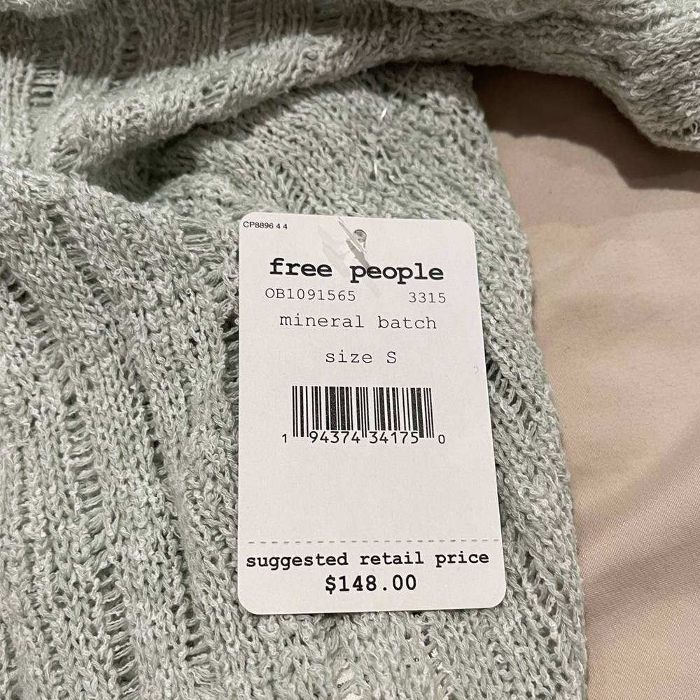 Free People Pretty in Pointelle Sweater Color: Blue | Size: S - Picture 6 of 6